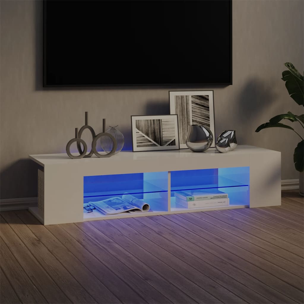 manoga CH | 804235 TV-Schrank mit LED-Leuchten Hochglanz-Weiß 135x39x30 cm