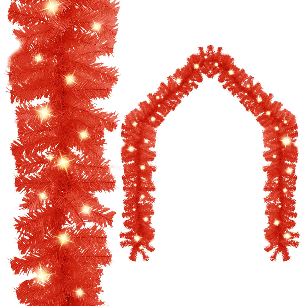 manoga CH | 329197 Weihnachtsgirlande mit LED-Lichtern 20 m Rot