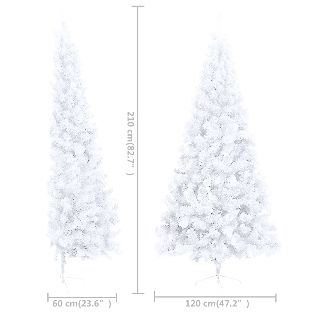 manoga CH | 3077571 Künstlicher Halb-Weihnachtsbaum Beleuchtung Kugeln Weiß 210 cm