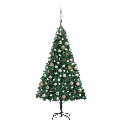manoga CH | 3077621 Künstlicher Weihnachtsbaum mit Beleuchtung & Kugeln Grün 150 cm