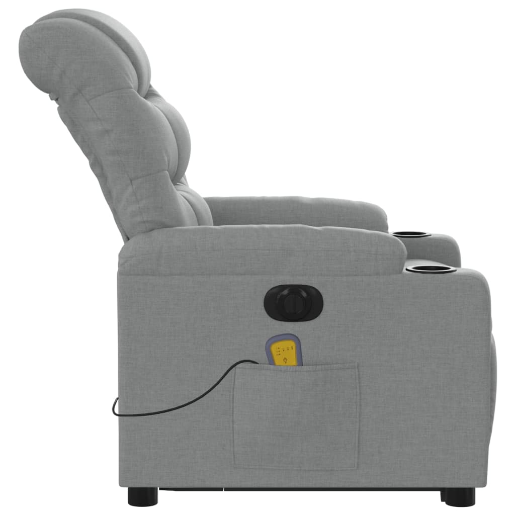 manoga CH | 3206672 Elektrischer Massagesessel mit Aufstehhilfe Hellgrau Stoff